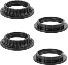 4PCS E26 Light Socket Shade Rings Collar Rings, 2 Assorted Size Lamp Black