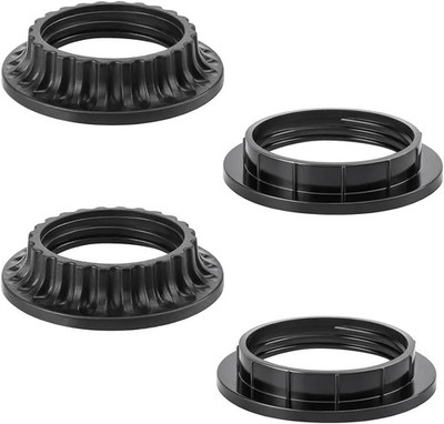 4PCS E26 Light Socket Shade Rings Collar Rings, 2 Assorted Size Lamp Black 