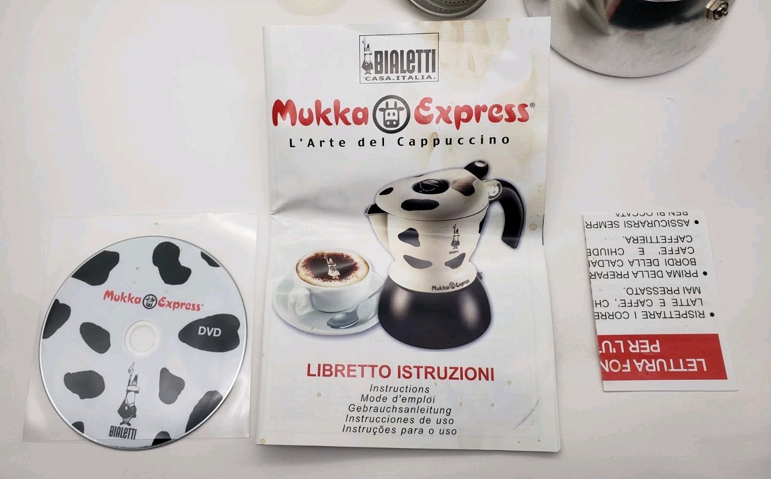 Bialetti Casa Italia Mukka Express Cappuccino Maker 2-Cup Stovetop Italy w/ Box
