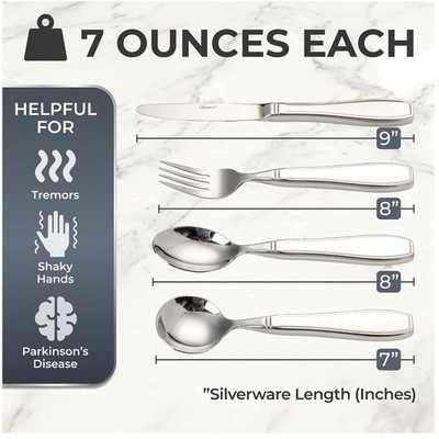 Elegant Weighted Flatware for Shaking Hands, Arthritis - 7oz