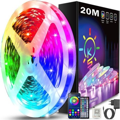 Keepsmile 20m RGB LED Strip Lights with Bluetooth APP, Remote & Timer