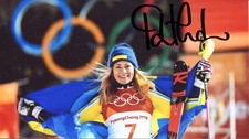 Szwedzka narciarz Frida Hansdotter oryginalny autograf