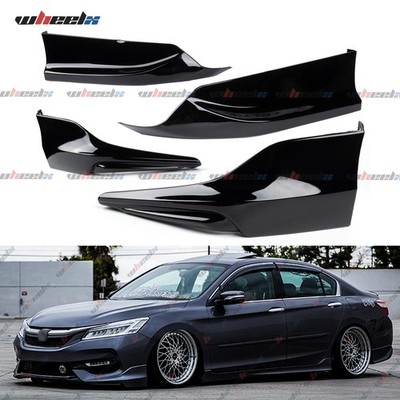 For 16-17 Honda Accord 4DR Front Rear Bumper Lip Splitter Spoiler Side Apron ABS
