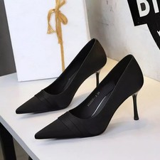 Decolte Nere Eleganti Donna Tacco 8 Cm Punta Afilata Scarpe Cerimonia CF54336