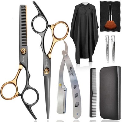 Juego de tijeras profesionales para cortar el pelo de 11 piezas, kit de barbero