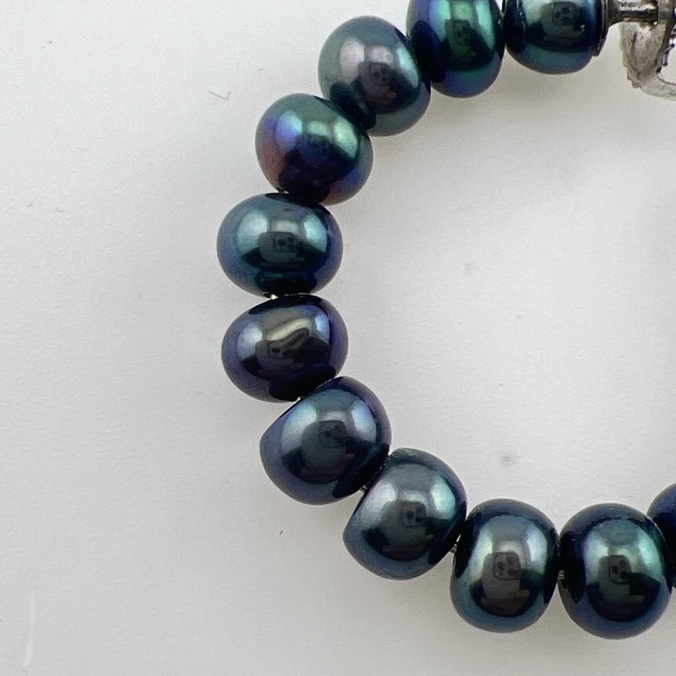 Pendientes de aro Honora de perlas de plata de ley 925 azul redondo 1" QVC clásicos Foto 2 de 4