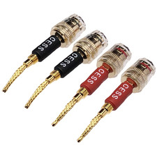 CESS-220 Pin Banana Plug to 4mm Female Banana Jack/Speaker Wire, 4 Pack Braided