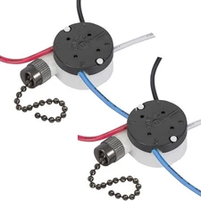 2PS Ceiling Fan Switch Zing Ear ZE-208s E89885 3 Speed 4 Wire 2 Piece, Black 