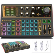 Sound Mixer Board, Voice Changer Sound Card with Multiple Sound Effects - Liv...