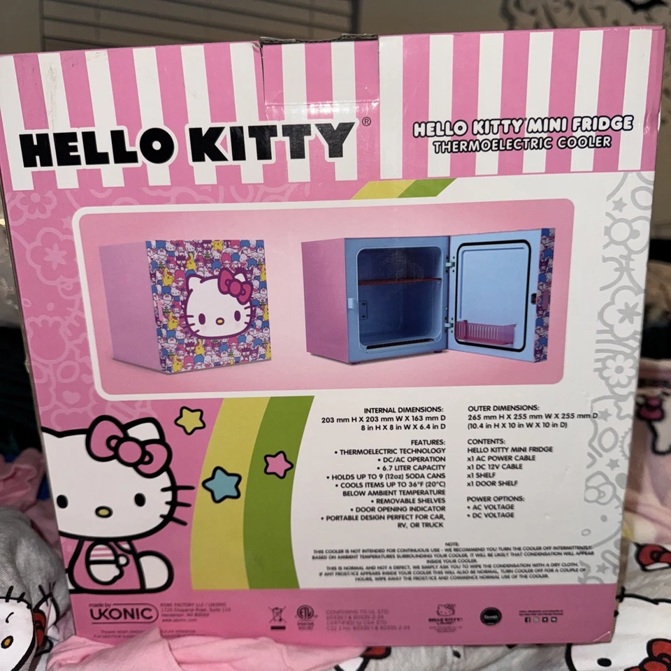 Nwt viral Sanrio Hello Kitty 9 Can Mini Fridge NEW Christmas gift Girl cute pink - Image 4 of 4