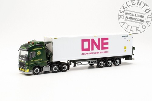 herpa 315531 - H0 1:87 - camion Volvo FH rimorchio pianale con container "ONE" | Condition: Nuovo
