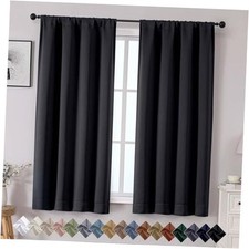 Sallyout Curtains for Bedroom 63 Inch Length 2 40"W x 63"L Pack of 2 Black
