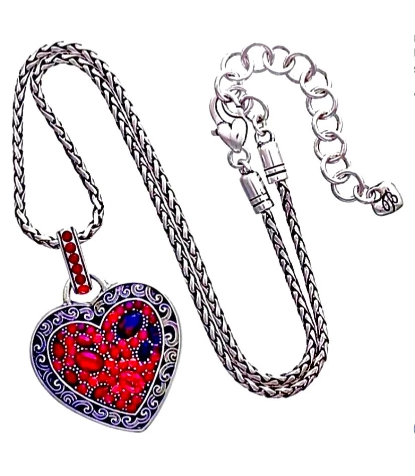 COLLAR CORAZÓN CRISTAL BRIGHTON VOYAGE TONOS BAYAS ROJAS CRISTAL SWAROVSKI LN+BOLSO✨VTG Foto 4 de 4