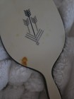 Vintage Art Deco Celluloid Hand Mirror Cream Ivory 1930s Arrow Motif Vanity — photo 3