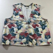 Vintage Orvis Vest Floral Made In USA Womens Size XL 100% Cotton