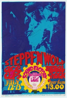 Steppenwolf Ace of Cups Initial Shock 1968 Concert Poster Print Psychedelic Wall