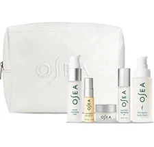 New Authentic OSEA Anti-Aging Set 5 pc + Pouch- Cleansing Milk, Cream, Oil, Balm