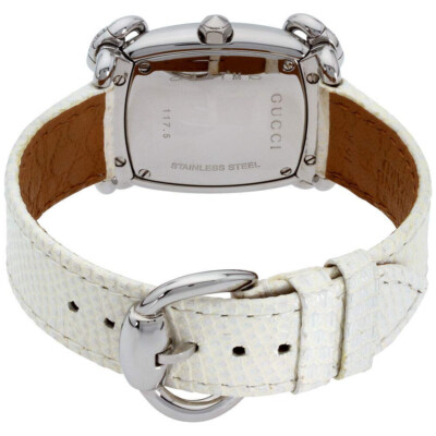 GUCCI YA117506 Diamond  117 Horsebit Collection Leather Strap Ladies Watch $3200 Gucci 117 Horsebit Cocktail Silver YA117506 28x33mm - Đồng  main image 4