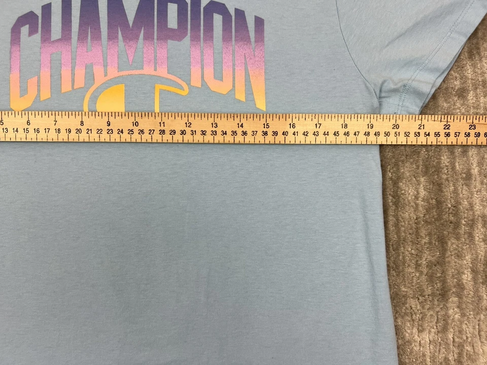 Camisa Champion Mujer Grande Azul Manga Corta Informal Atletismo Foto 4 de 4