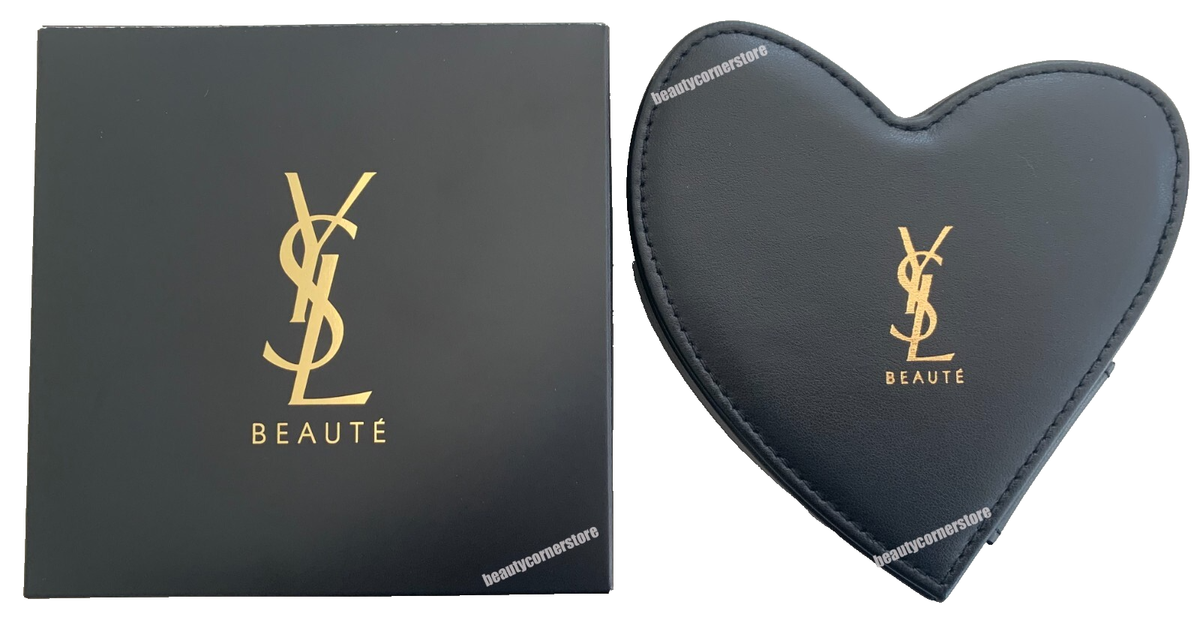 YSL Beaute Heart Vanity Case black faux leather Jewelry Box travel
