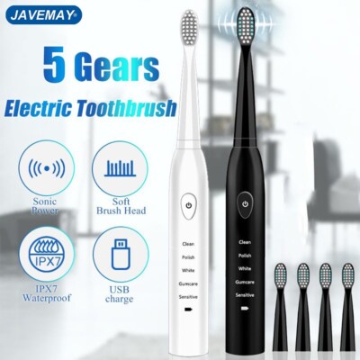 Powerful Ultrasonic Sonic Electric Toothbrush USB Charge Rechargeable Tooth Brus