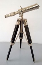 NAUTICAL BRASS TELESCOPE WITH WOODEN TRIPOD BRASS TELESCOPE SPYGLASS