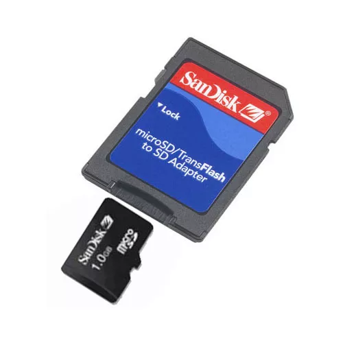 HiTech SDSDQ-1024-A11MK SanDisk 1GB Micro SD Card with SD Adapter & Mini SD  3-in-1 Memory Kit