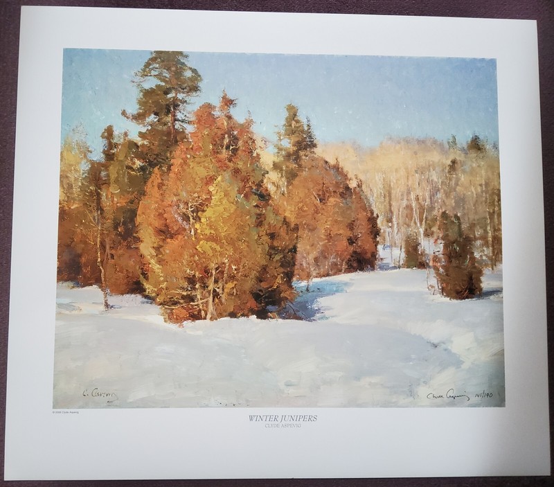 SIGNED Print by Clyde Aspevig "Winter Junipers" #141/190