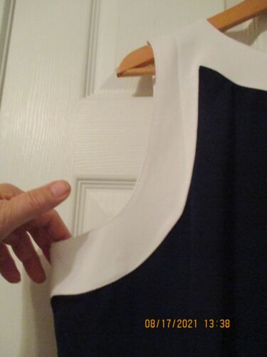 IZOD navy blue dress 100% cotton stretch white sleeveless POPOVER XXL PLUS CASUA - Picture 3 of 7