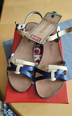 Tolle Kickers Sandalen in Leder Blau/Dunkelgelb Gr. 39 NEU