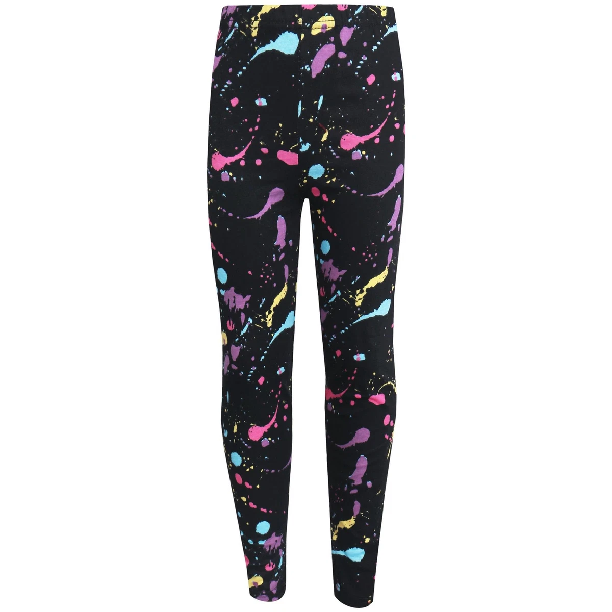 Kids Girls Legging Trendy Pastel Splash Print Fashion Party Dance