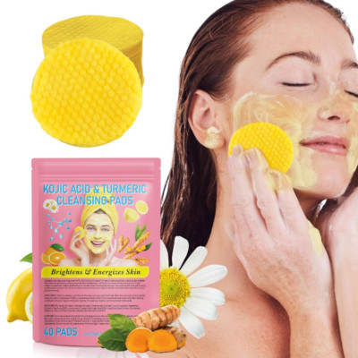 Turmeric Kojic Acid Pads Turmeric&Kojic Cleansing Pads Facial Sponges Exfoliate