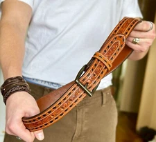 Handmade Heavy Duty Leather Work Tool Gun Belt 1.5" Thick Belt Removable Buckle