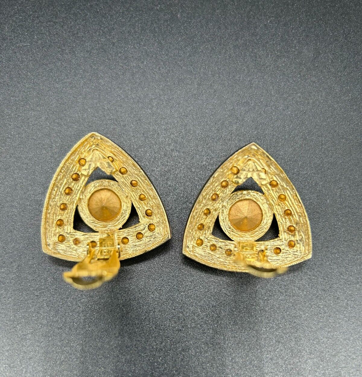 STATEMENT RUBY RED GLASS & WHITE RHINESTONE GOLD … - image 3