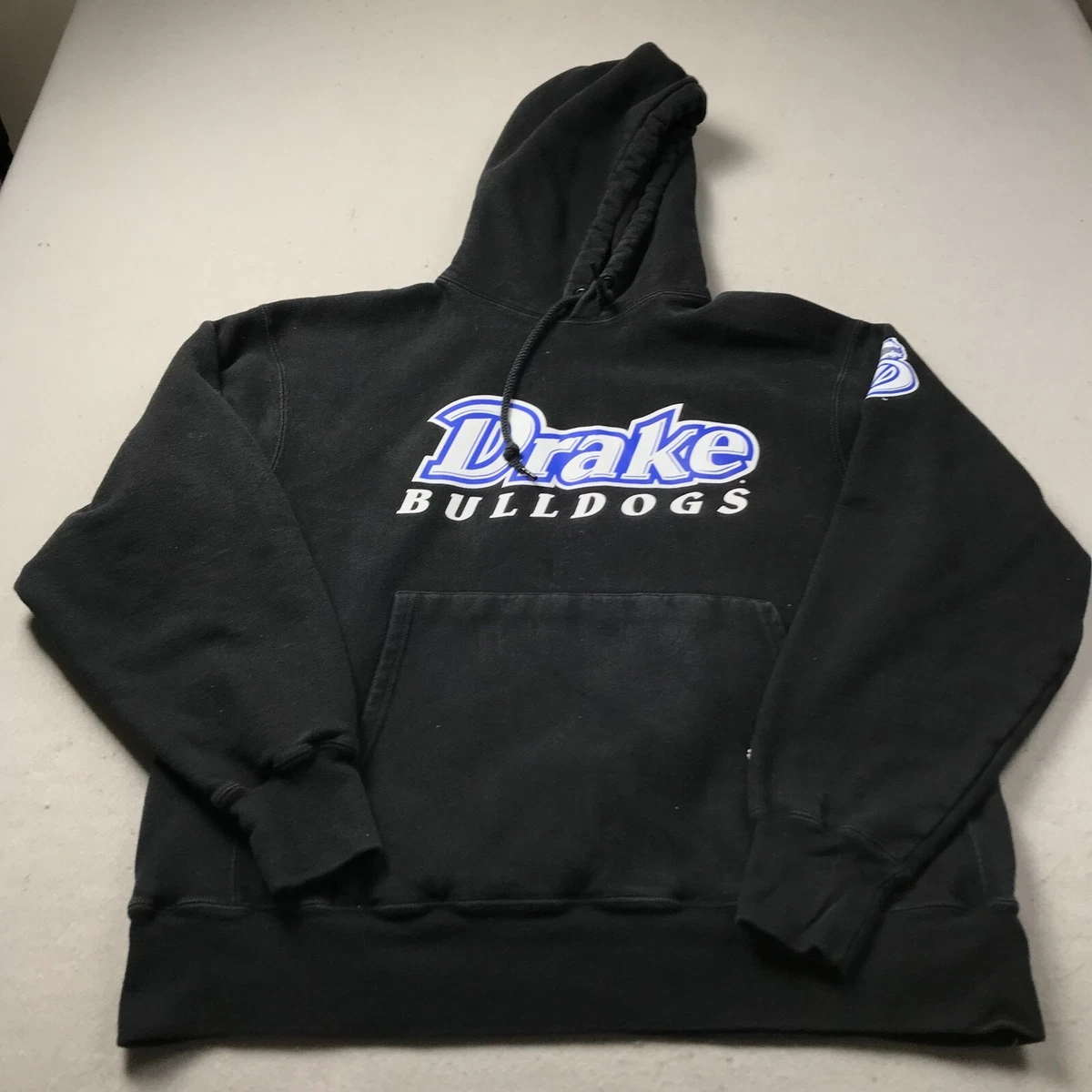 Drake Bulldogs Hoodie Mens Large Black Champion Reverse Weave