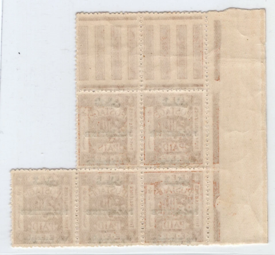 PALESTINE 1920 TRES MILS PERF 15x14 SG 18 BLOQUE DE 5 PERFS en bruto Foto 2 de 2