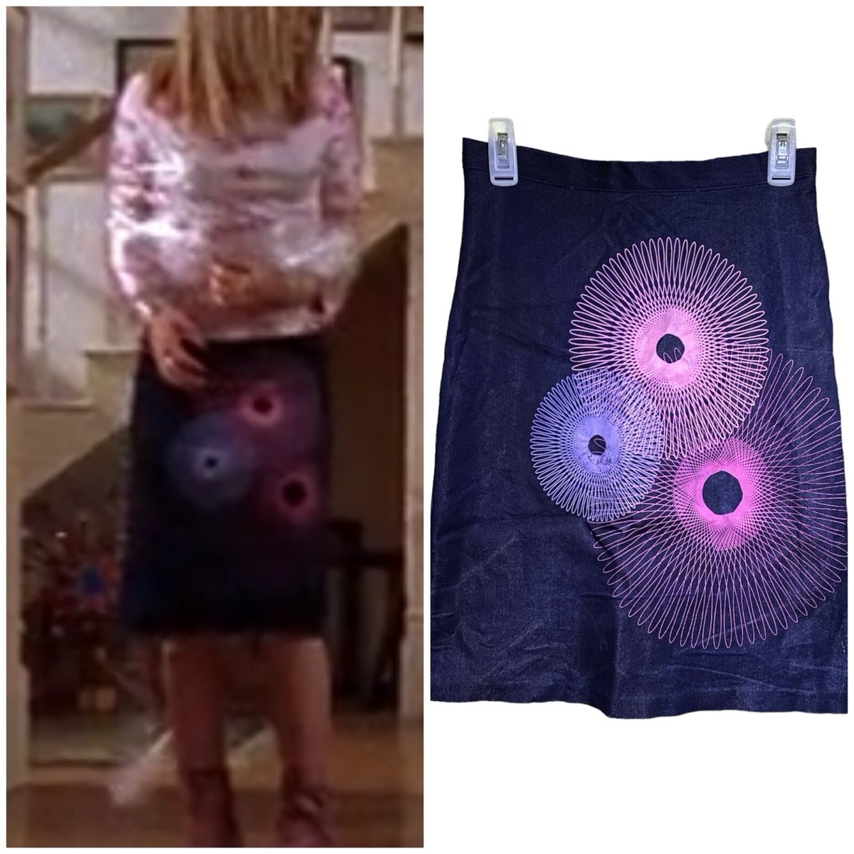 RARE Vintage Y2K Denim Midi Skirt Retro ASO TV Lizzie