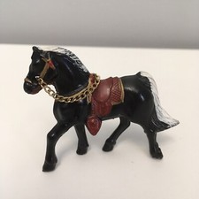 Vintage 1950  s Cast Horse Black Pot Metal 2.5" Painted Toy Made in Japan