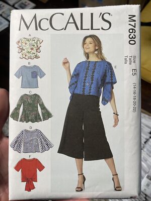 MCCALLS SEWING PATTERN M7630 MISSES WOMENS TOPS SIZES 14 16 18 20 22 NEW UNCUT