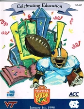 1998 Gator Bowl Game Program North Carolina Tar Heels Virginia Tech Hokies