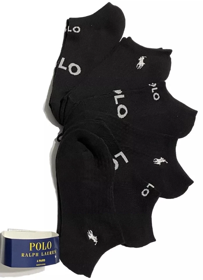 Polo Ralph Lauren 6-Pair Women's Athletic Low Cut Socks Black Shoe Size 4-10.5 - Image 2 of 4