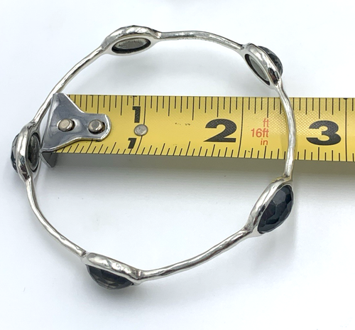 IPPOLITA ROCK CANDY Station Five Hematite Hammered Style BANGLE Sterling Silver - Picture 7 of 12