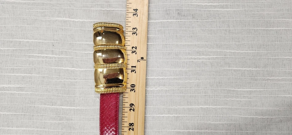 B.G. Cinturón Rosa Calle Piel de Serpiente Genuina y Cuero Tono Dorado Hebilla Talla M Foto 3 de 4