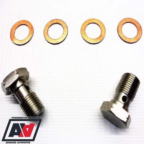 BRAKE CALIPER STAINLESS STEEL BANJO BOLTS & SEALS x FOR SUBARU IMPREZA