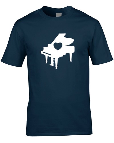 Grand Piano Heart Cool Men's T-Shirt Gift Music Pianist Teacher Best Player Love - Picture 10 of 10