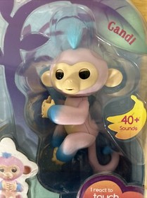 WowWee Fingerlings Candi Baby Monkey Interactive Pet Pink & Blue NIB