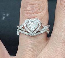 DEAL 1.00CT NATURAL DIAMOND HEART HALO ENGAGEMENT BRIDAL RING 10K GOLD.