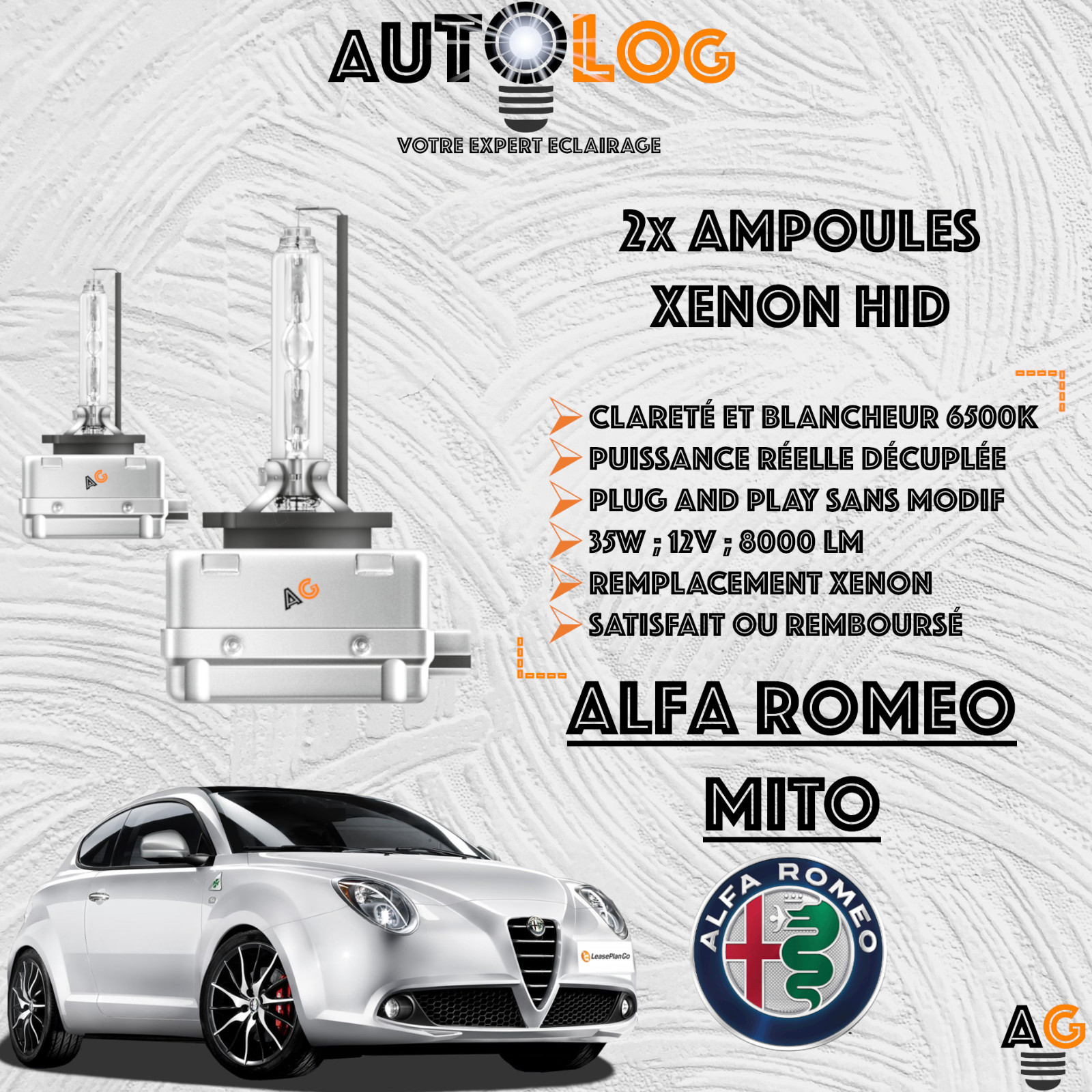 Kit 2x ampoules Xenon HID Alfa Romeo MiTo feux de croisement rechange d2r 12V 35W