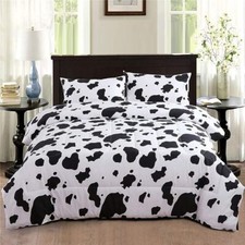 3Pcs Cow Print Kids Comforter Set Geometric Bedding Set Soft Full