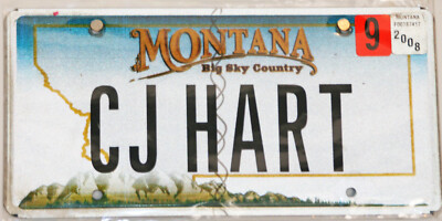 LICENSE PLATE VANITY CJ HART PARKER MCCOLLUM RAMONE HENDERSON MONTANA 2008 